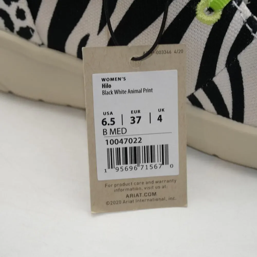 NEW Ariat Women's 6.5 Hilo Mocs Black White Animal Slip On Shoes - Picture 8 of 12